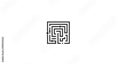 Minimalist Square Maze with Dots Indicating a Path or Solution Concept