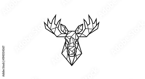 Modern Geometric Moose Head Polygonal Line Art Illustration