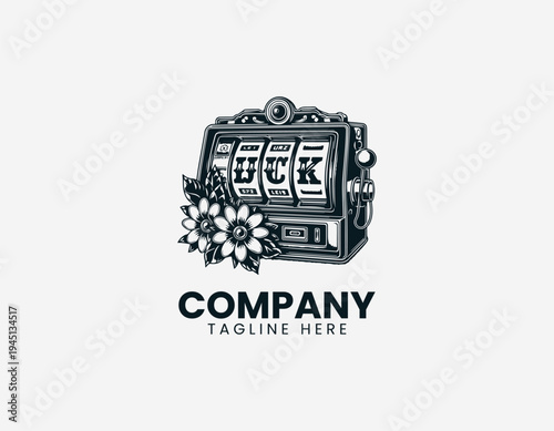 The vintage slot machine tattoo illustration shows a lucky gambling theme artistic