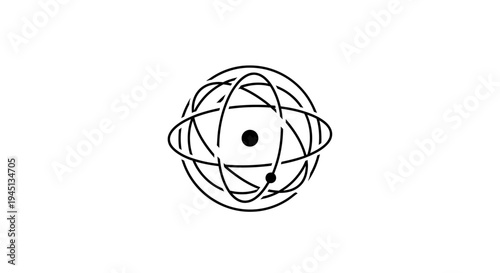 Simplified Atomic Model Illustration with Nucleus and Orbiting Electrons