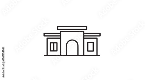 Building Facade Outline Icon Simple Architecture Representation Line Art Stock