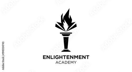 Stylized Torch with Flame Logo Symbolizing Enlightenment and Education