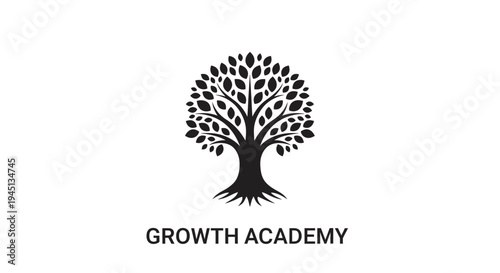 Stylized Tree Logo with Roots for Growth and Education Academy Concept