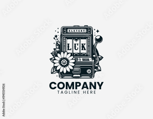 The vintage slot machine tattoo illustration shows a lucky gambling theme artistic