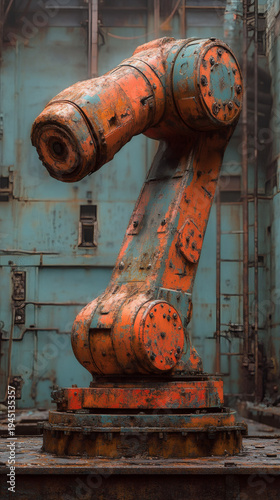 Create a aged machinery depiction of a robotic