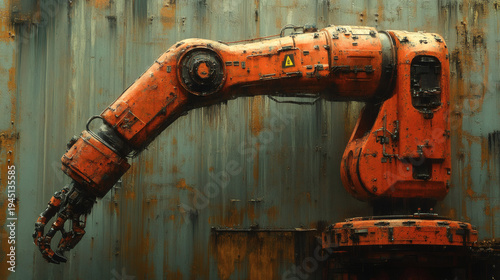 Create a aged machinery depiction of a robotic