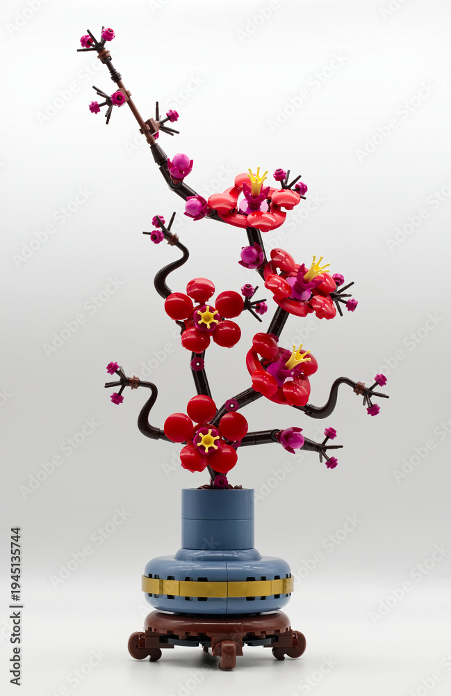 Fototapeta premium Bologna - Italy - March 3, 2026: LEGO Botanicals Plum Blossom isolated on white.