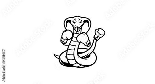Aggressive Cobra Boxer Mascot Illustration with Boxing Gloves