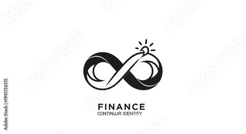 Continuous Finance Identity Logo: Infinity Symbol with Needle and Thread Design