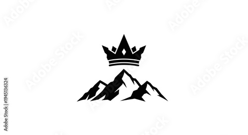 Crown on Mountain Peaks Logo Design - Royal Summit Symbol