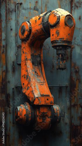 Create a aged machinery depiction of a robotic