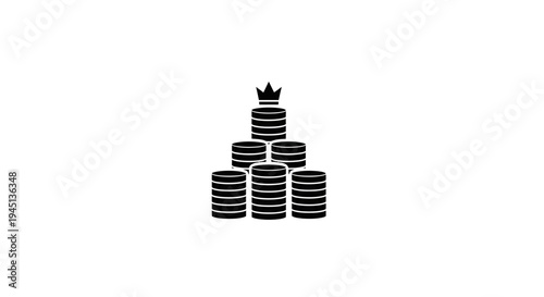Crowned Coin Stack Pyramid Icon of Financial Success Wealth and Business Growth