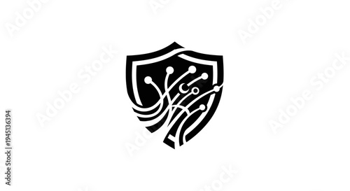 Cyber Security Shield Icon for Data Protection and Digital Network Technology