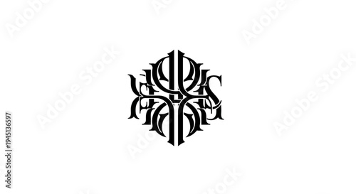 Elegant Ornate Black Monogram Emblem with Intertwined Letters on a Clean White Background