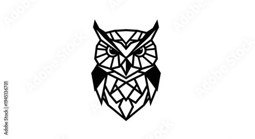 Geometric Owl Logo Design Black and White Abstract Polygonal Art
