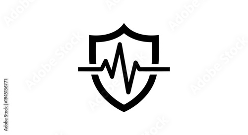 Health Protection Shield with Heartbeat Line Icon
