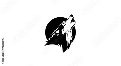 Howling Wolf Silhouette Logo Design - Wild Animal Head Profile Illustration