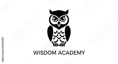 Minimalist Black Owl Logo for Wisdom Academy, Education and Knowledge Concept