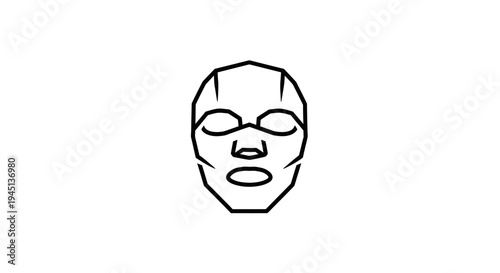Minimalist Face Mask Line Art Icon for Skincare and Beauty Concepts