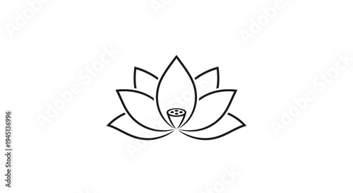 Minimalist Lotus Flower Line Art Illustration