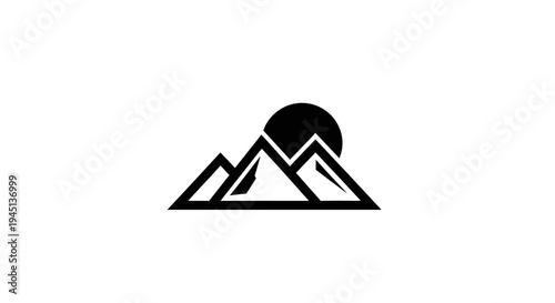 Minimalist mountain and sun icon design for nature and adventure branding