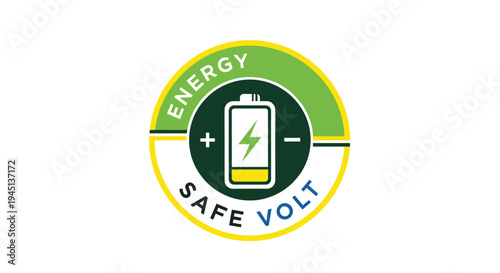 Battery with green lightning bolt symbol.