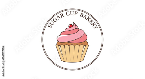 Colorful cupcake with pink frosting.