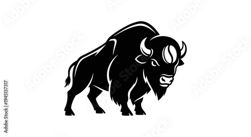 Powerful Bison Buffalo Coffee Logo with Bean Eye Design