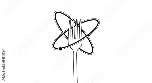 Science and Food Concept: Fork with Atomic Orbit Design