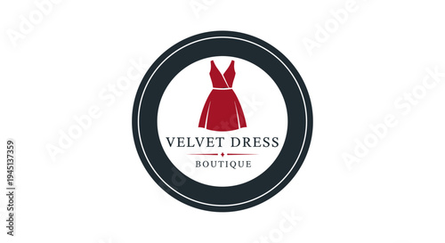 Velvet dress boutique logo emblem.
