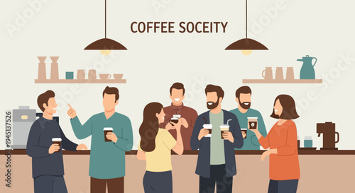 Young adults socializing over coffee.