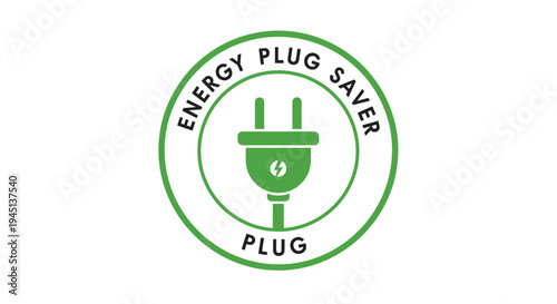 Green energy saving power plug icon.