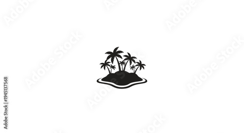 Tropical Island Palm Trees Silhouette Vector Icon