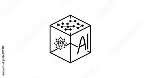 Artificial Intelligence, Data, and Science Integration Concept Cube Icon