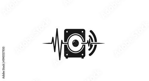 Audio Speaker with Sound Waves and Music Equalizer Symbol