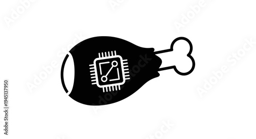 Biotech Chicken Drumstick with Microchip Symbol