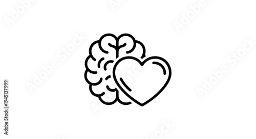 Brain and heart icon representing mind-emotion balance and mental health
