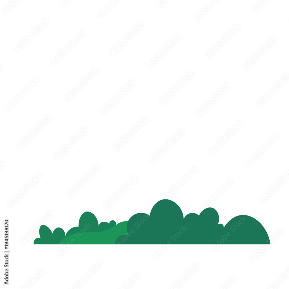Fototapeta premium Cartoon Grass and Bush Decorative Nature Landscape Element