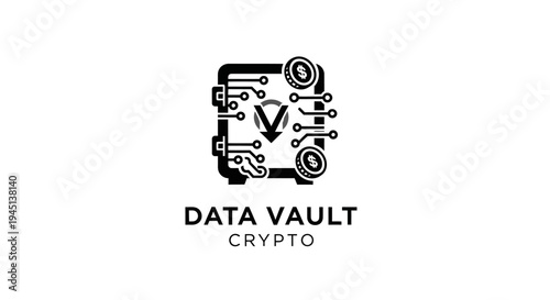 Data Vault Crypto Logo for Digital Finance Security and Blockchain Technology