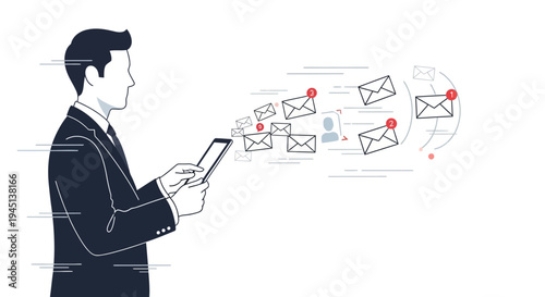 Businessman sending emails on smartphone.