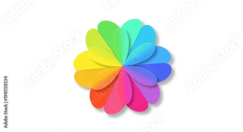 Colorful flower petals arranged in circle.