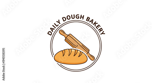 Baking logo with rolling pin bread.