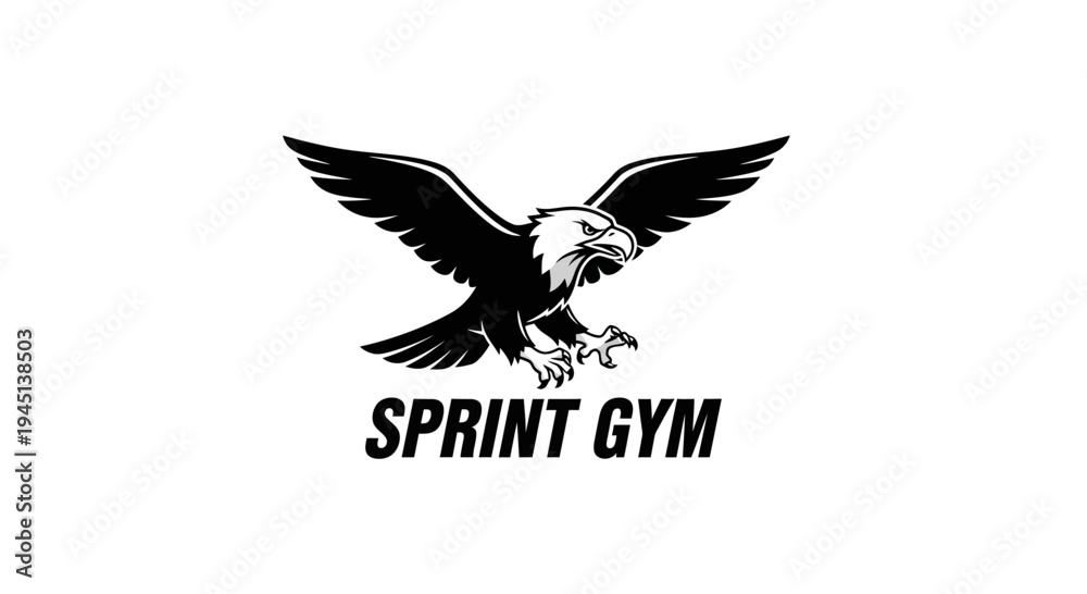 Fototapeta premium Dynamic Eagle Logo for Sprint Gym - Monochrome Athletic Brand Identity