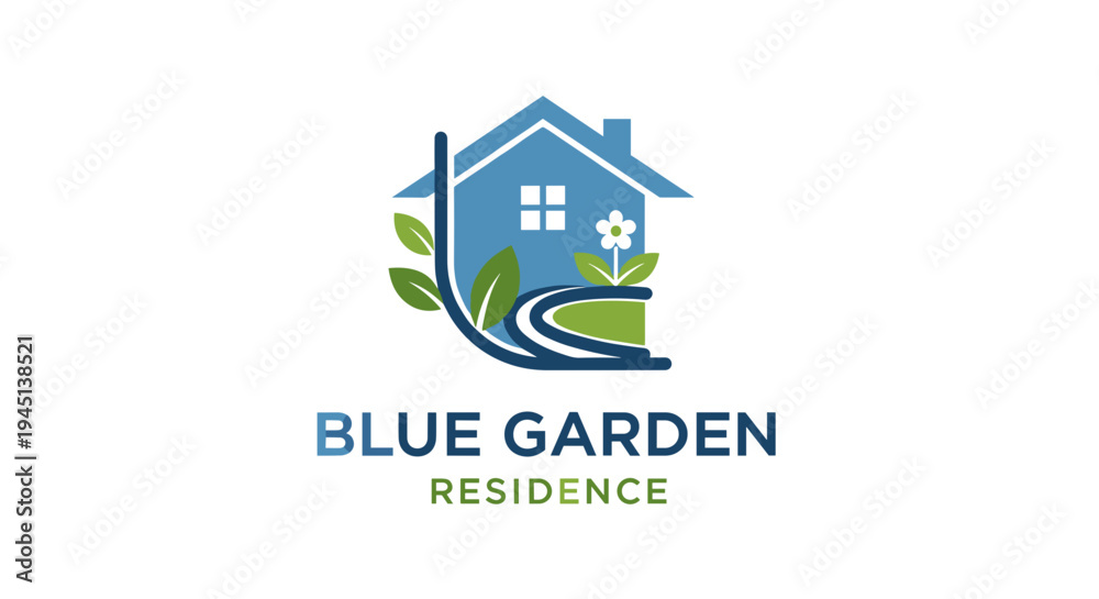 Fototapeta premium Blue Garden Residence House Logo.