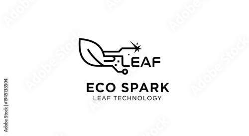 Eco Spark Leaf Technology Logo: Green Energy Circuit Design with Starburst