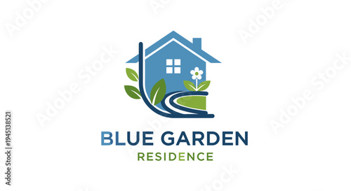 Blue Garden Residence House Logo.