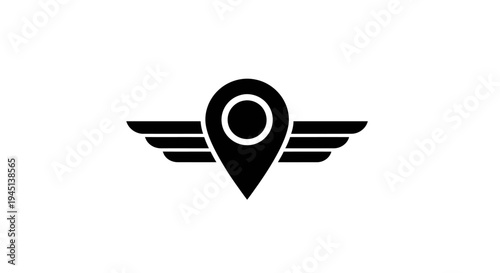 Flying Location Pin Icon with Wings - Travel and Delivery Concept