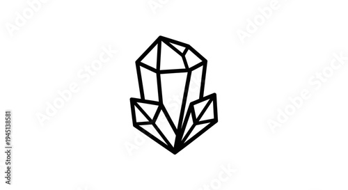 Geometric Crystal Cluster Line Art Illustration