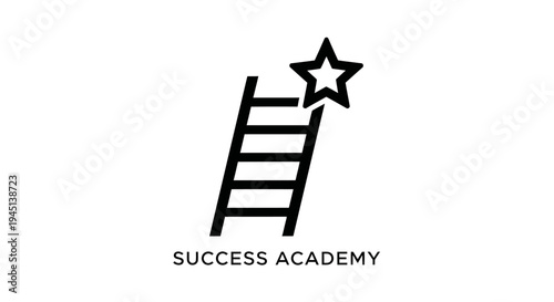 Ladder to Success Star Icon - Achievement and Ambition Concept
