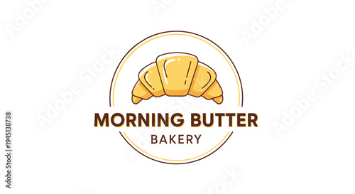 Croissant pastry bakery logo illustration.